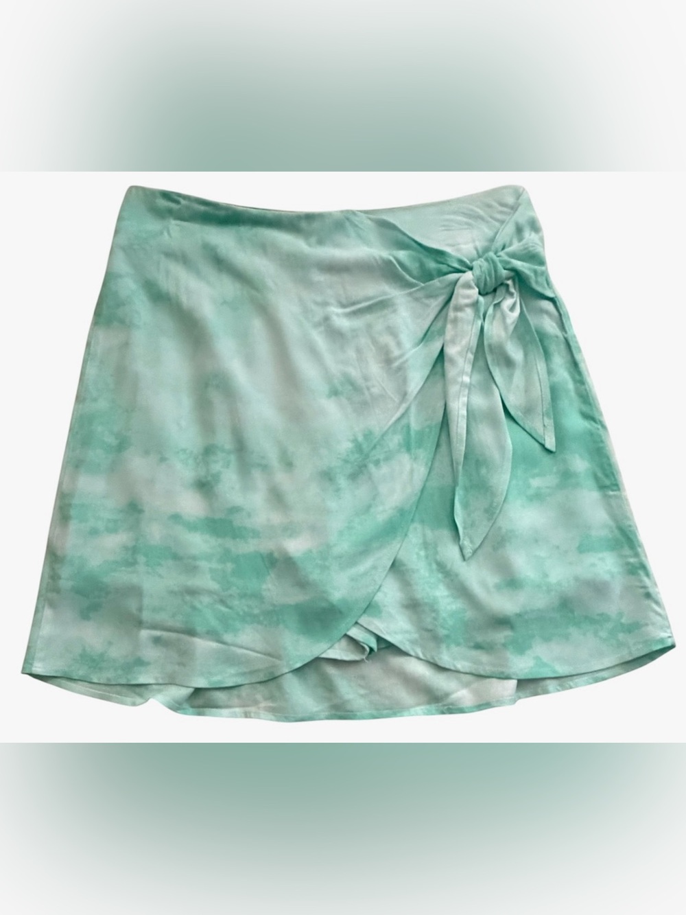 Zac & Rachel Teal and White Tie-Waist Pull On Tie Dye Skort, Size 10